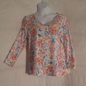 Sakura Multicolor Floral V-Neck Blouse